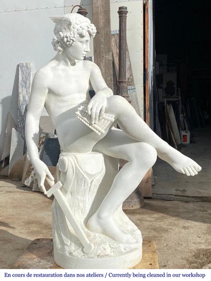 Attribued to Pierre Marius Montagne, sculpted marble Mercury-8