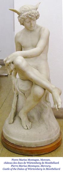 Attribued to Pierre Marius Montagne, sculpted marble Mercury-9