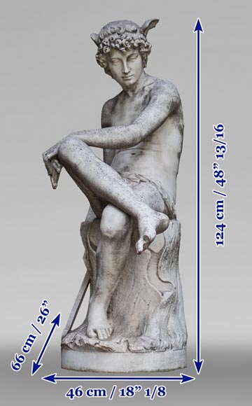 Attributed to Pierre Marius Montagne, sculpted marble Mercury-17