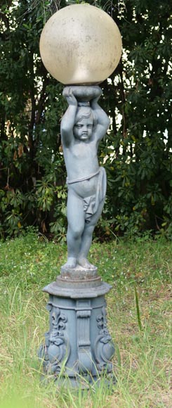 Floor lamp with putto, Val d'Osne cast iron-2
