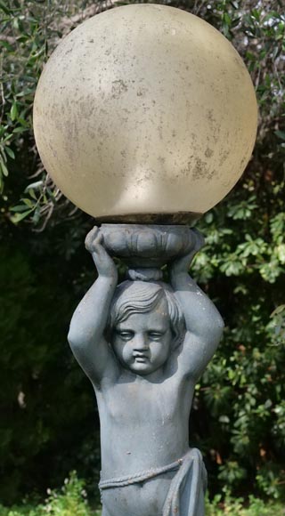 Floor lamp with putto, Val d'Osne cast iron-4