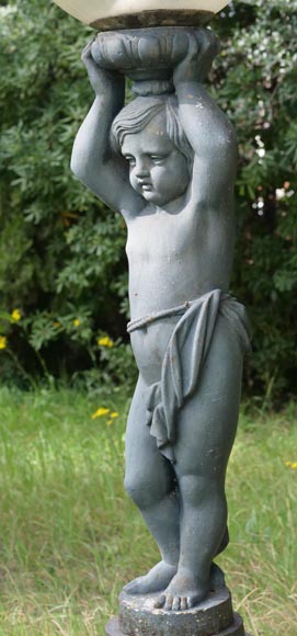 Floor lamp with putto, Val d'Osne cast iron-5