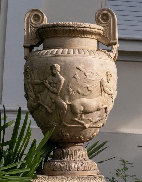 Large Greek style vase in painted cast iron-2