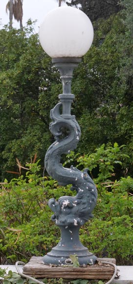 Dolphin-shaped floor lamp in cast iron-1