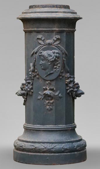 Cast iron base with woman's profile-0