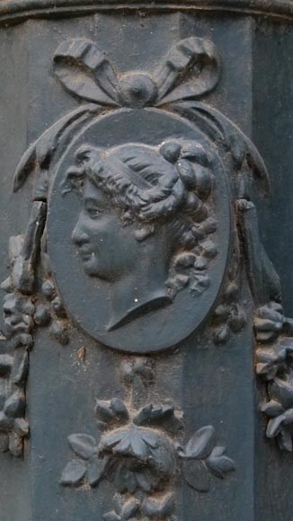 Cast iron base with woman's profile-3