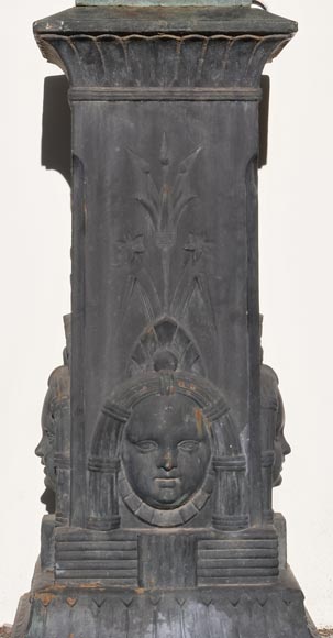 Greek style vase and its egyptian base, cast iron-9
