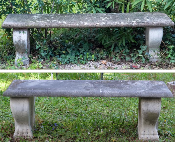 Pair of marble benches in neoclassical style-0