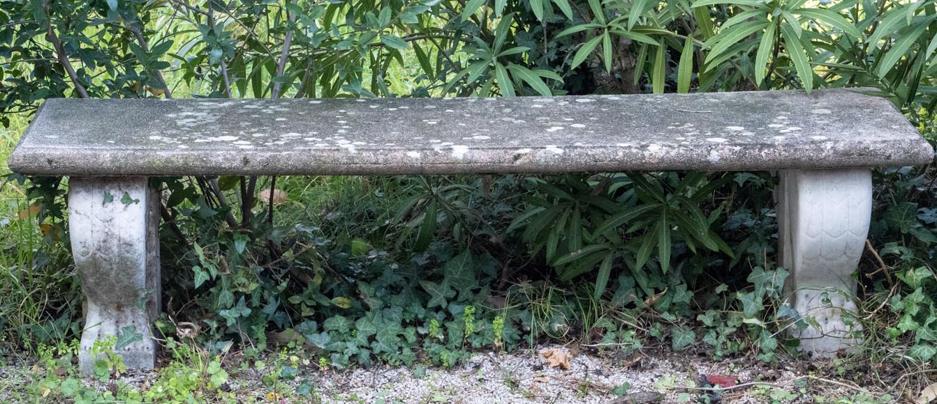 Pair of marble benches in neoclassical style-1