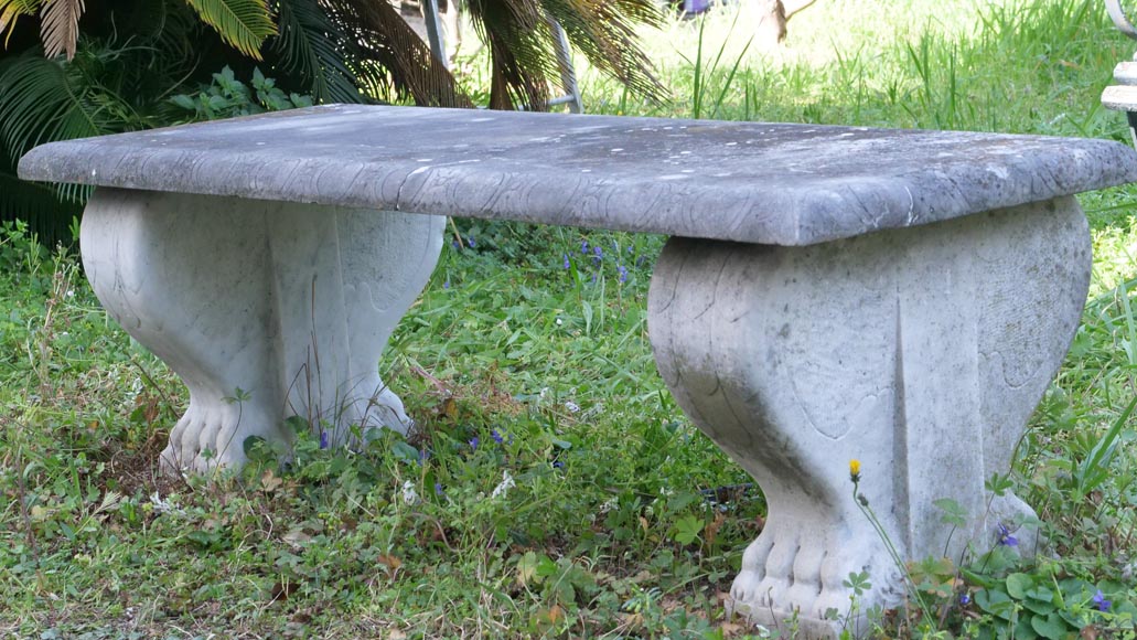 Pair of marble benches in neoclassical style-3