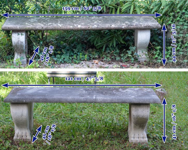 Pair of marble benches in neoclassical style-9