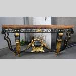 Large wrought iron and Breche de Médous console table