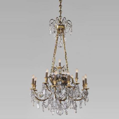 Brass and Crystal Chandelier - Putti Fine Furnishings Canada