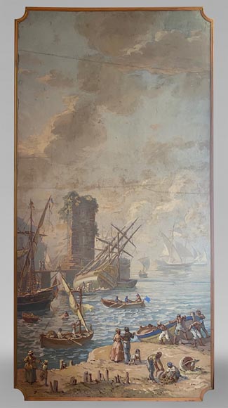 Set of six paintings with marine scenes-1