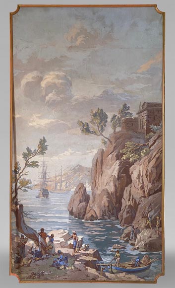 Set of six paintings with marine scenes-6