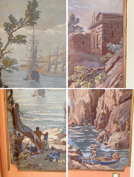 Set of six paintings with marine scenes-7