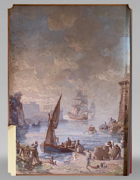Set of six paintings with marine scenes-12