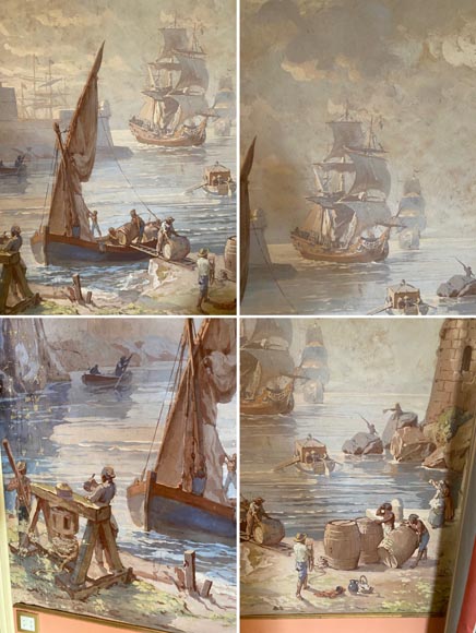 Set of six paintings with marine scenes-13
