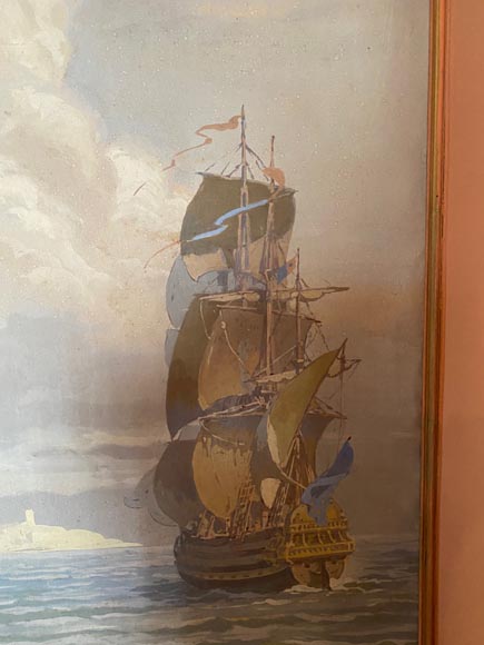 Set of six paintings with marine scenes-16