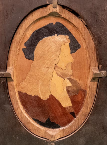 Portrait of Hans Holbein, a wood marquetry painting attributed to FOURDINOIS-5