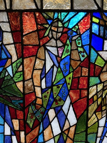 Large modernist stained glass window from the 1970s-2