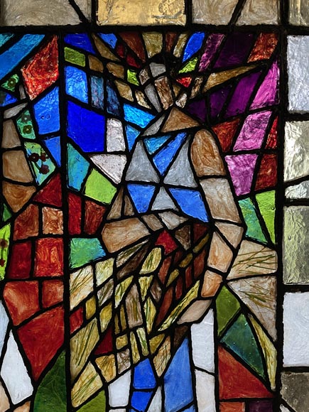 Large modernist stained glass window from the 1970s-3