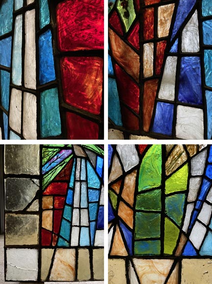 Large modernist stained glass window from the 1970s-6
