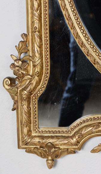 Louis XVI style gilt mirror with flower garlands and bevelled glass-6
