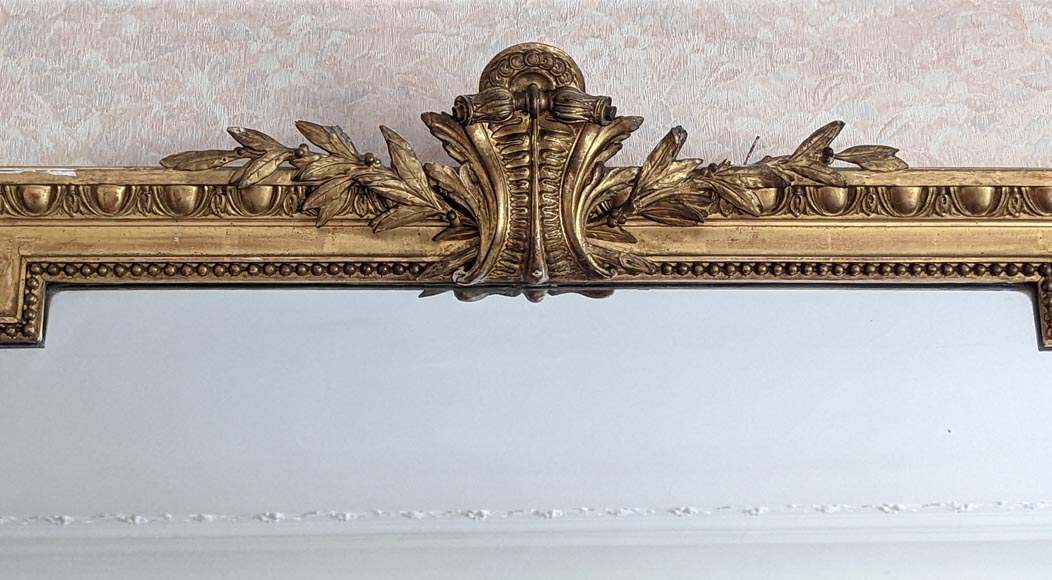 Louis XVI style gilded trumeau with laurel leaves-1