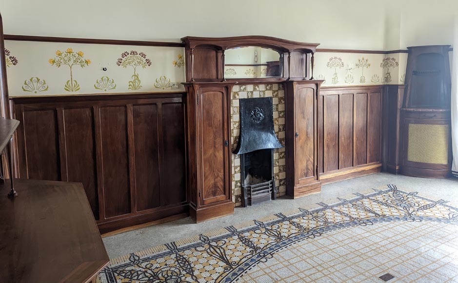 Art Nouveau style mahogany woodwork with fireplace-1