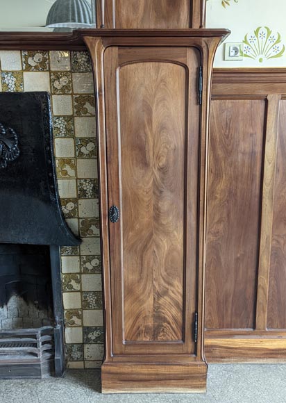 Art Nouveau style mahogany woodwork with fireplace-7