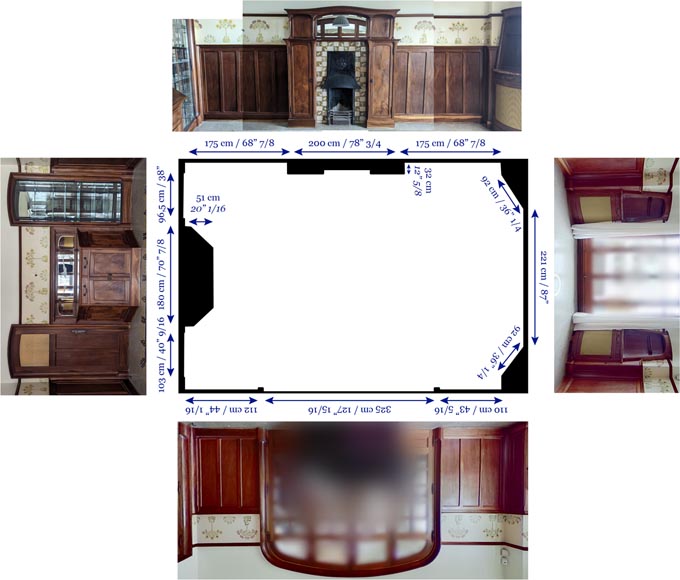 Art Nouveau style mahogany woodwork with fireplace-27