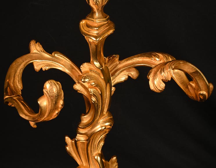 Louis XV style ormolu mantelpiece tool set-2
