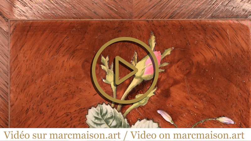 Of roses and bellflowers, the precious porcelain marquetry panel by Julien-Nicolas RIVART-0