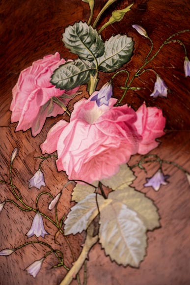 Of roses and bellflowers, the precious porcelain marquetry panel by Julien-Nicolas RIVART-1