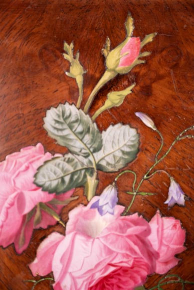 Of roses and bellflowers, the precious porcelain marquetry panel by Julien-Nicolas RIVART-2