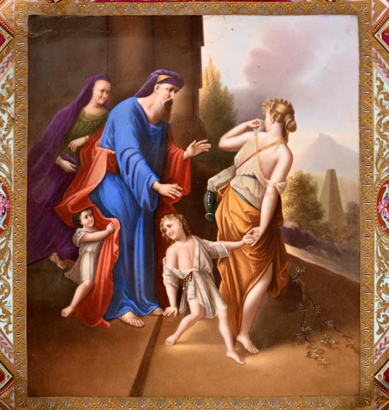 Gilt bronze guéridon with painted porcelain plaque, after Adrian VAN DER WERFF, “The Dismissal of Hagar” Gilt bronze guéridon with painted porcelain plaque, after Adrian VAN DER WERFF, “The Dismissal of Hagar”-3