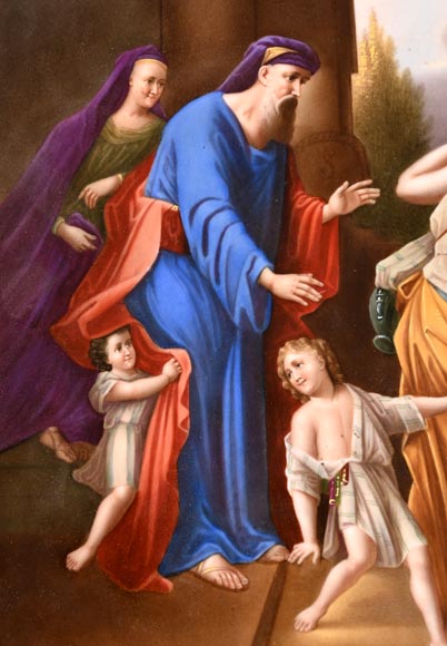 Gilt bronze guéridon with painted porcelain plaque, after Adrian VAN DER WERFF, “The Dismissal of Hagar” Gilt bronze guéridon with painted porcelain plaque, after Adrian VAN DER WERFF, “The Dismissal of Hagar”-4