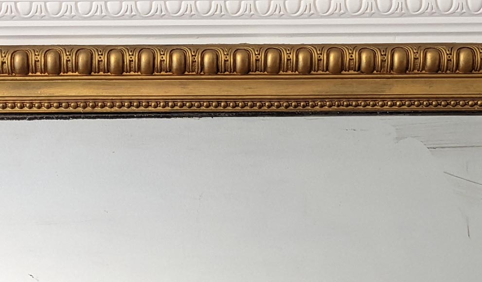 Large Louis XVI style trumeau with frieze of ovals and pearls, gold paint-1