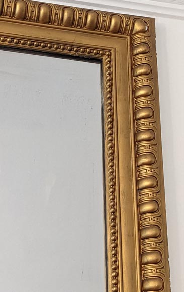 Large Louis XVI style trumeau with frieze of ovals and pearls, gold paint-2