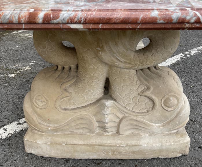 Marble table with dolphin legs-2