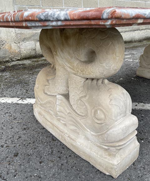 Marble table with dolphin legs-3