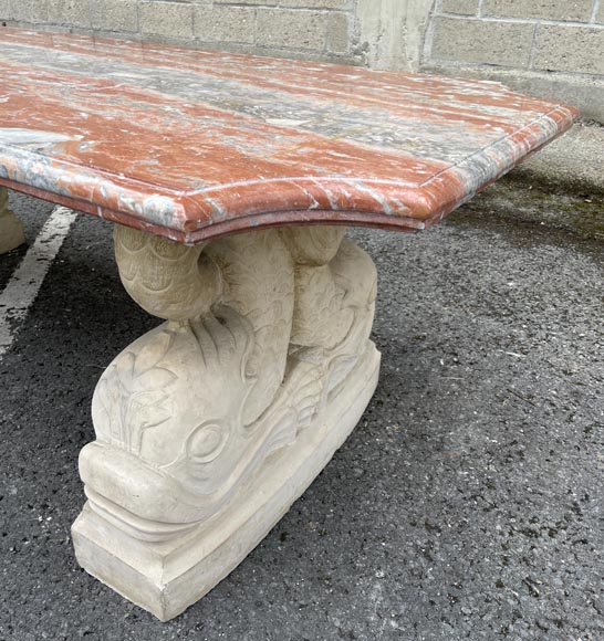 Marble table with dolphin legs-4