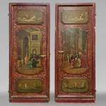 Pair of simple doors with rich painted decoration