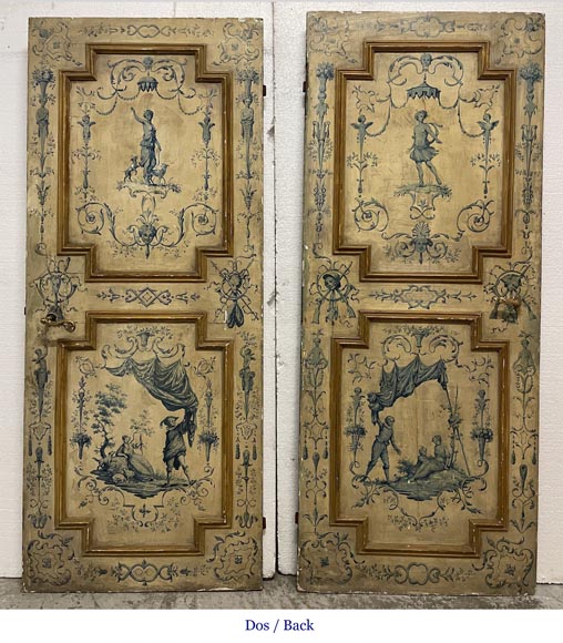 Pair of simple doors with rich painted decoration-1