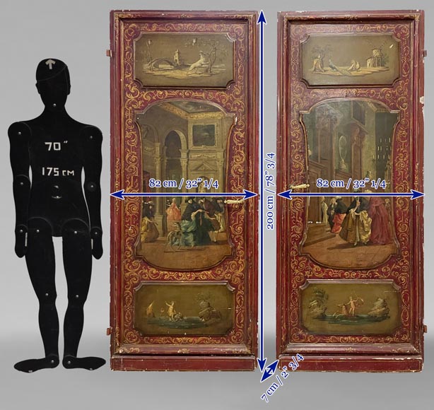 Pair of simple doors with rich painted decoration-16