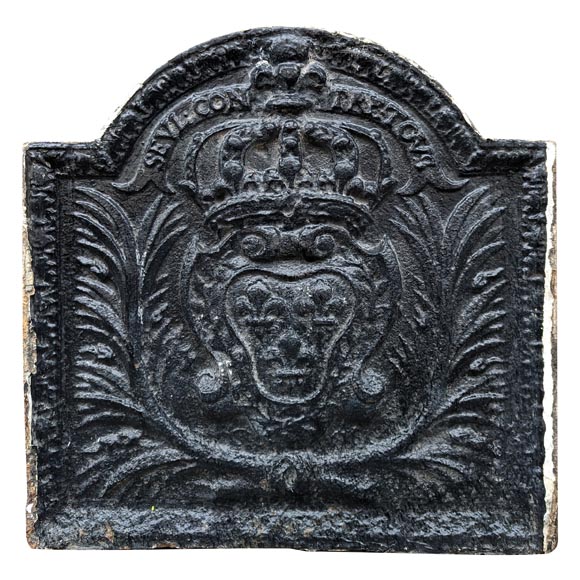 Fireback with the coat of arms of France and the motto 
