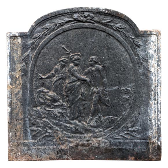 Fireback from the 19th century with 18th century figures-0