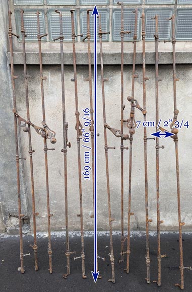 Set of cast iron espagnolettes, Louis XV style, period 18th c-5