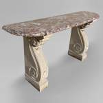 Royal Red marble console with stone legs